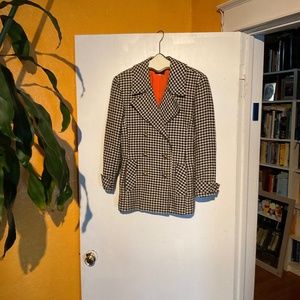 Women’s Anna Sue Wool Blazer Double Breasted Check Print Size Small